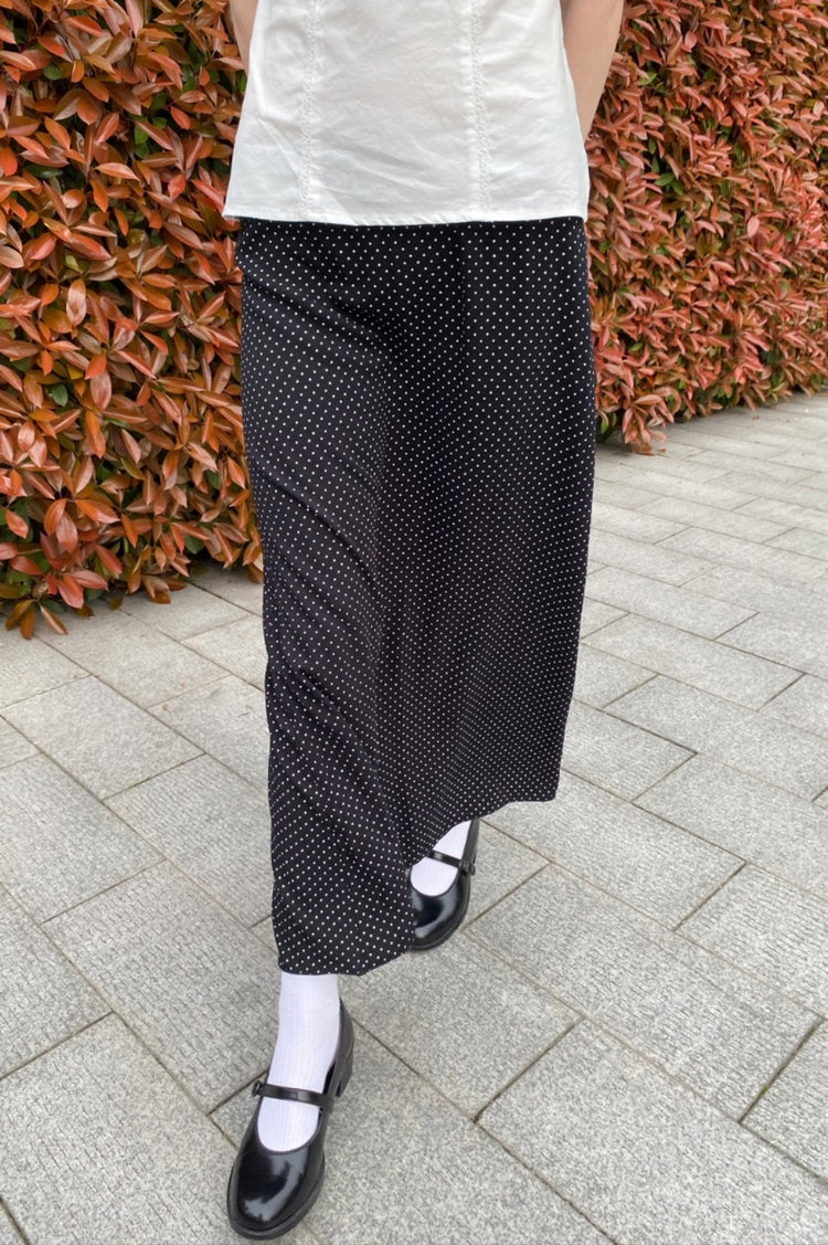 Sephira Polka Dots Midi Skirt | Black And White Polka Dots / XS/S