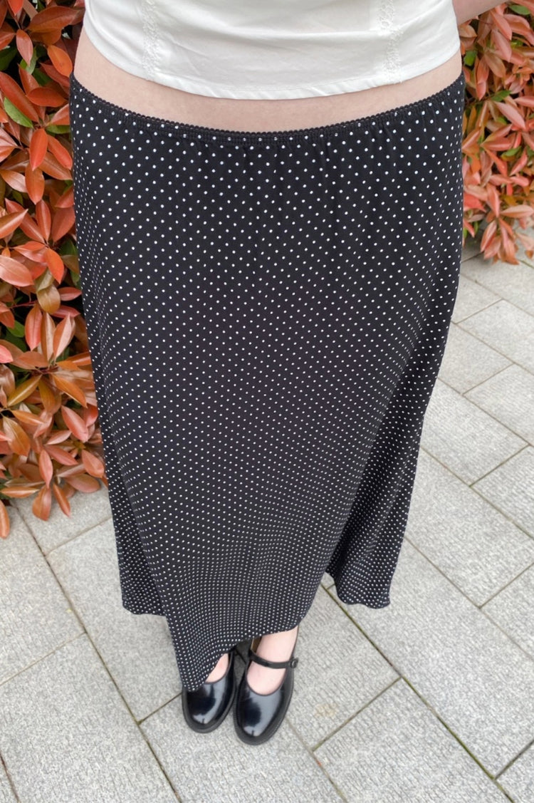 Sephira Polka Dots Midi Skirt | Black And White Polka Dots / XS/S