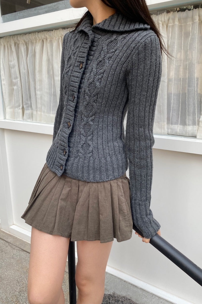 Andrea Cable Knit Sweater | Dark Grey / Regular Fit
