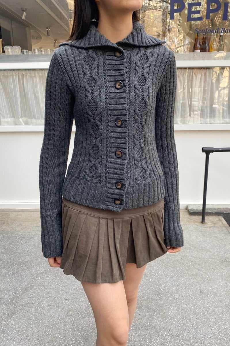 Andrea Cable Knit Sweater | Dark Grey / Regular Fit