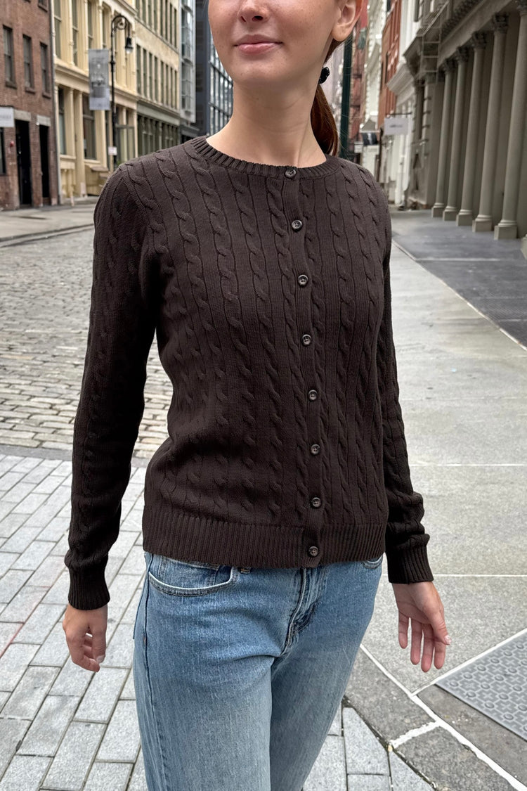 Amalie Cable Knit Cardigan | Brown / S/M