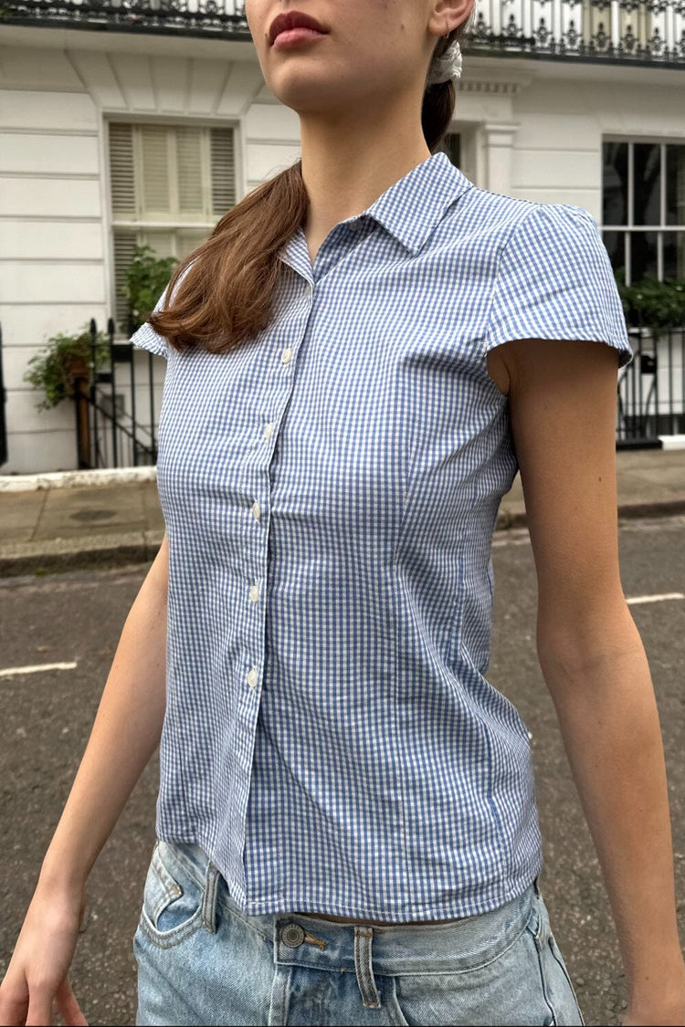 Rue Top | Blue and White Plaid / XS/S