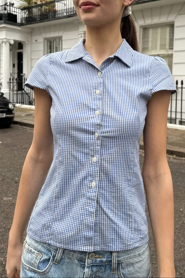 Rue Top | Blue and White Plaid / XS/S