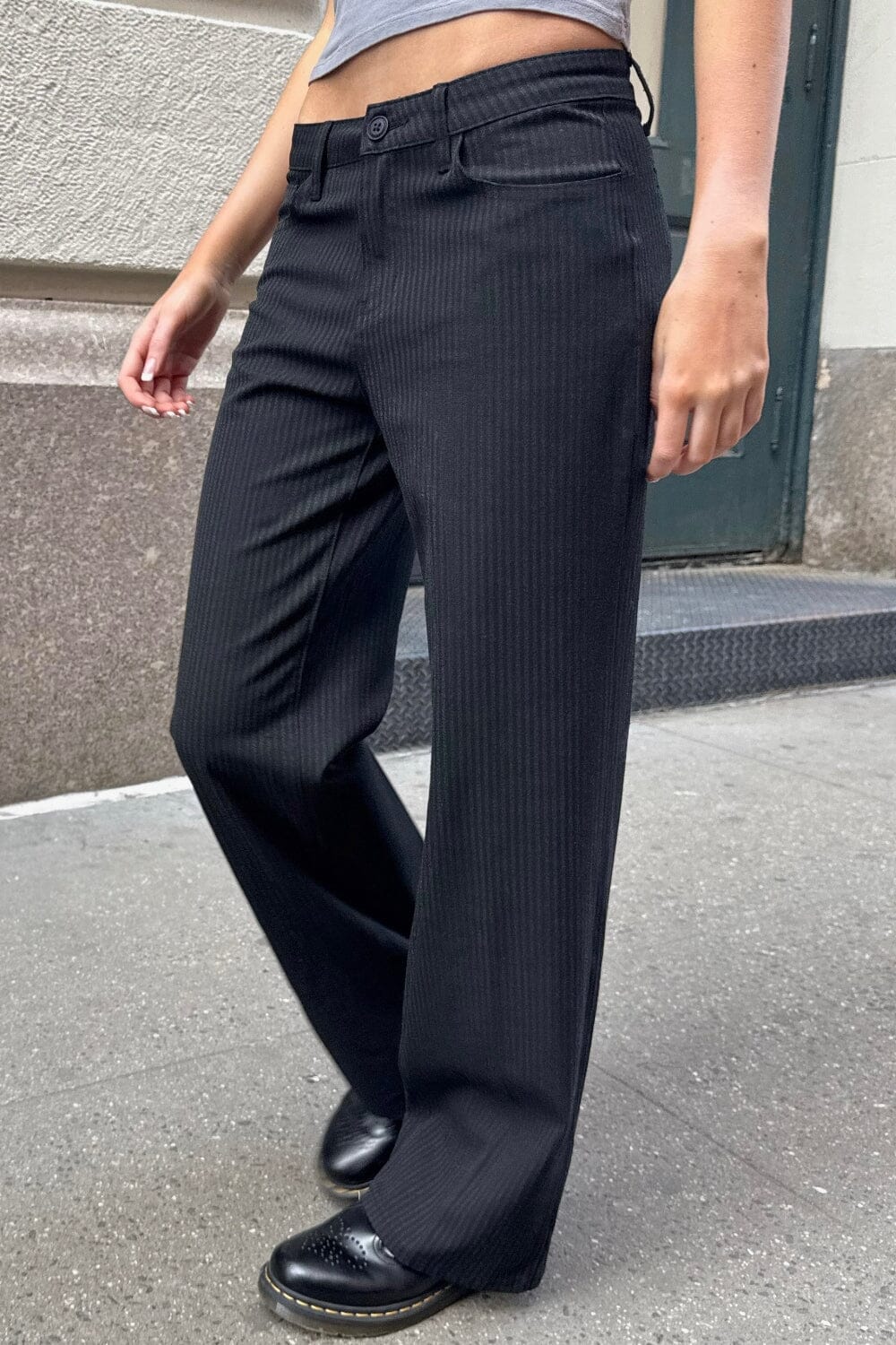 Jenna Striped Pants | Black Charcoal Stripes