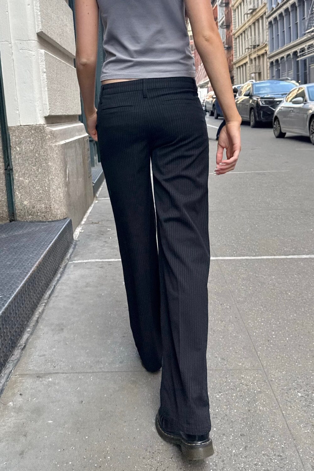 Jenna Striped Pants | Black Charcoal Stripes
