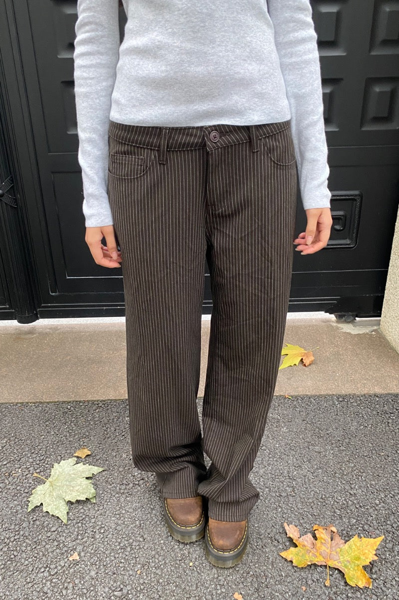 Jenna Striped Pants | Brown / S