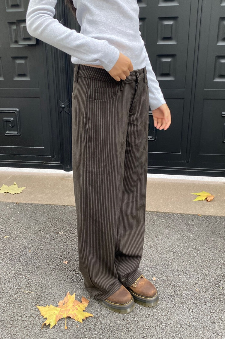 Jenna Striped Pants | Brown / S