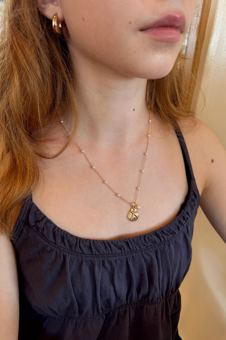 Seashell And Starfish Necklace | Gold