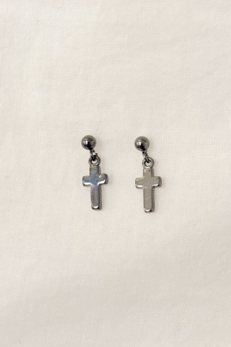 Cross Earrings | Silver