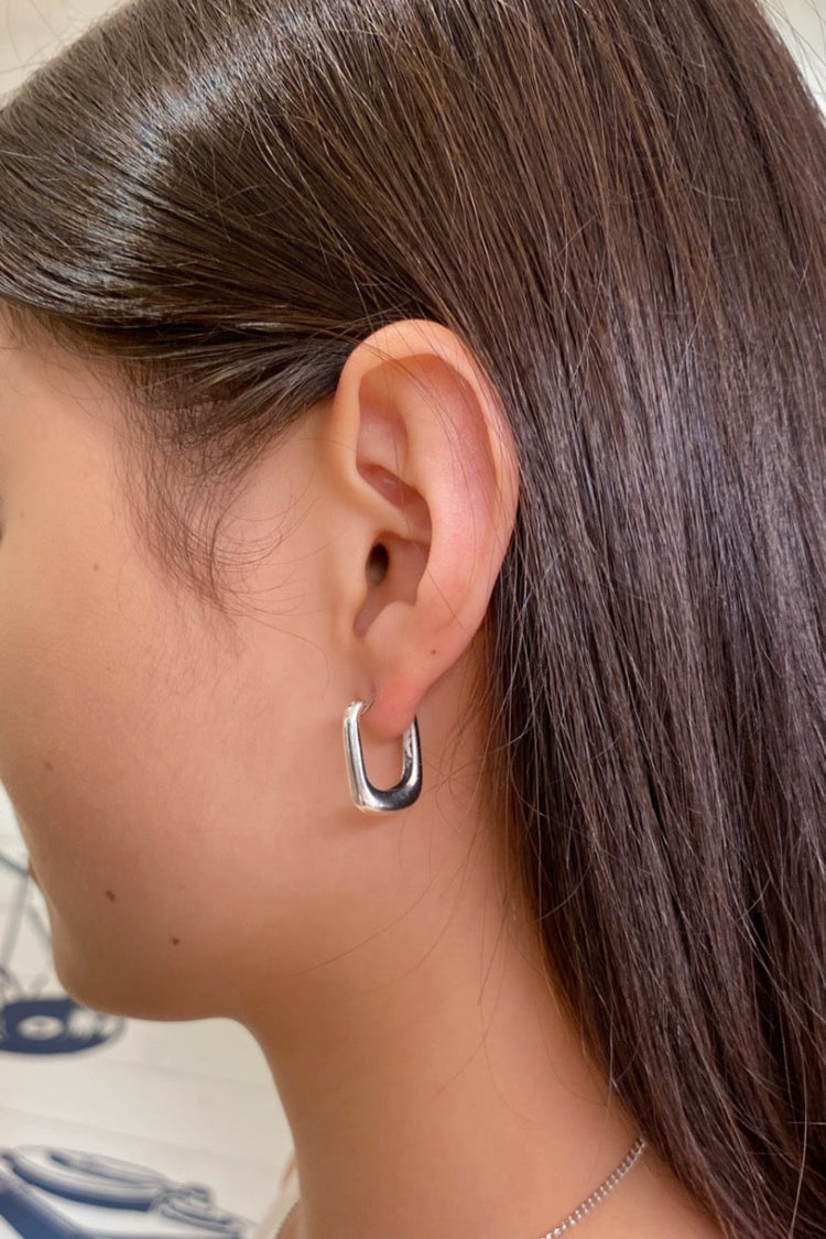 Silver Rectangle Earrings  | Silver
