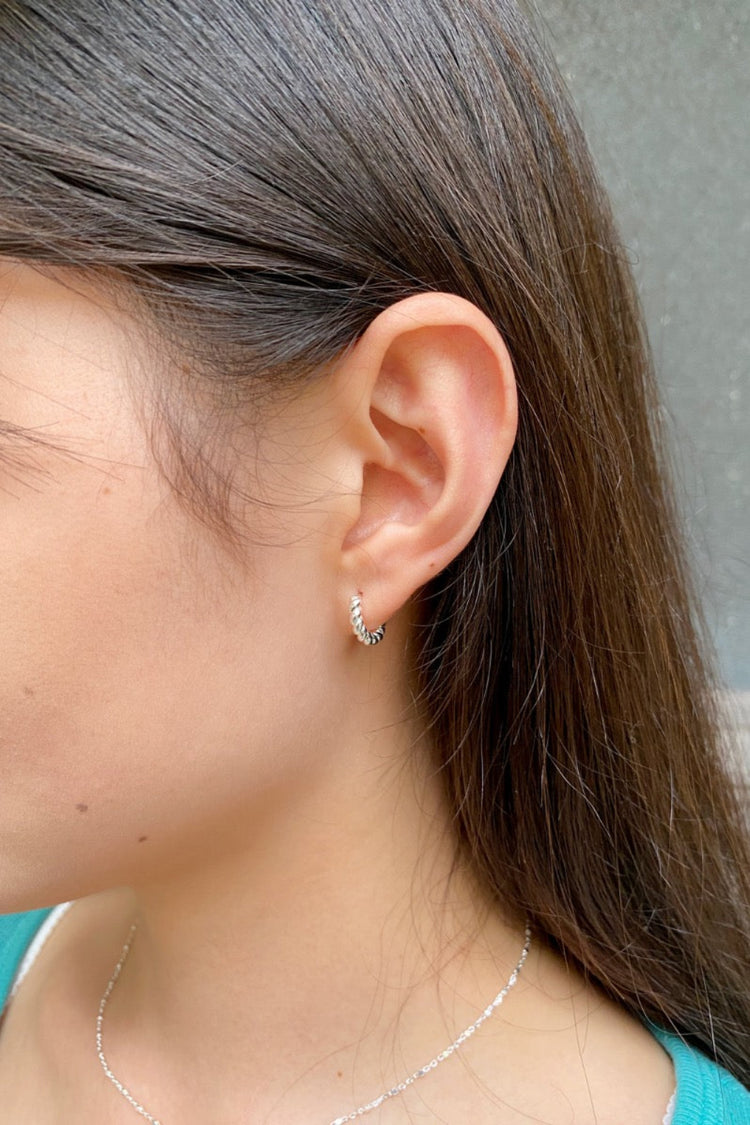 Twist Hoop Earrings | Silver
