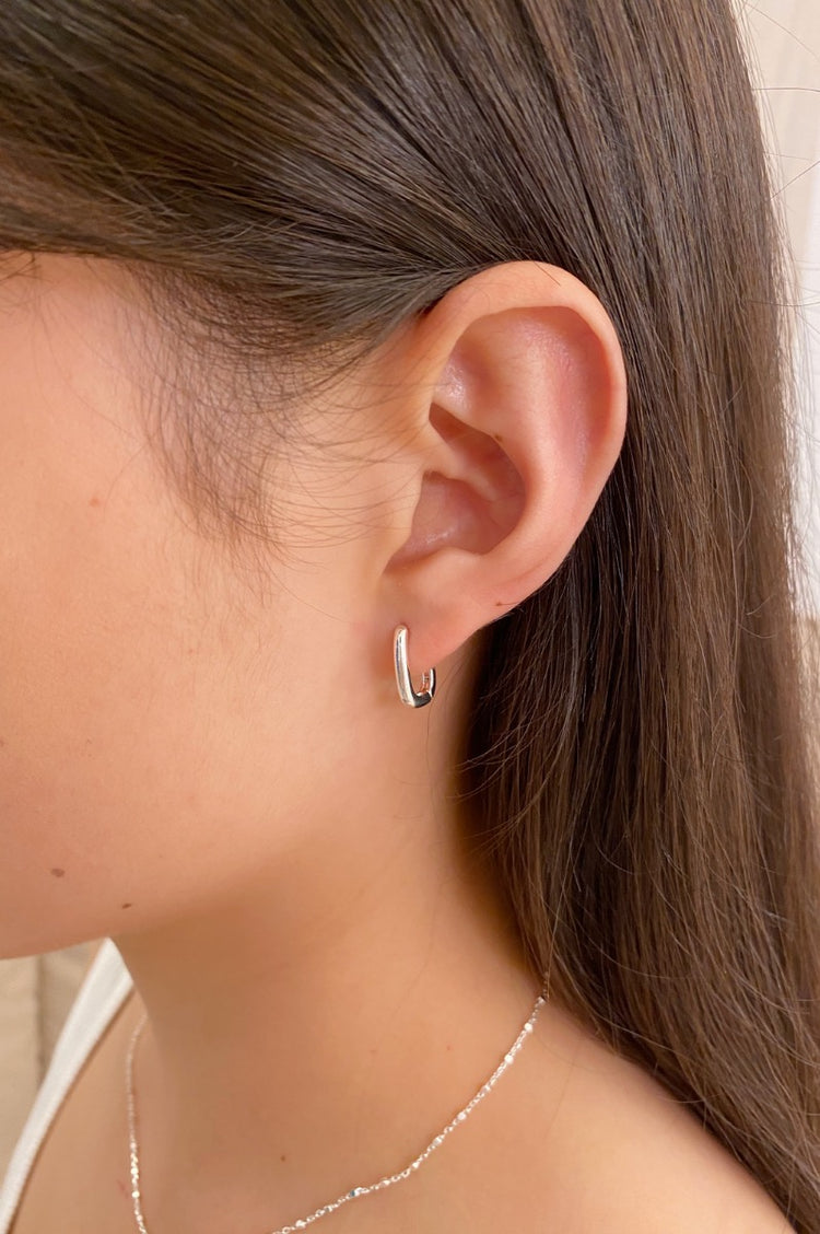 Square Hoop Earrings | Silver