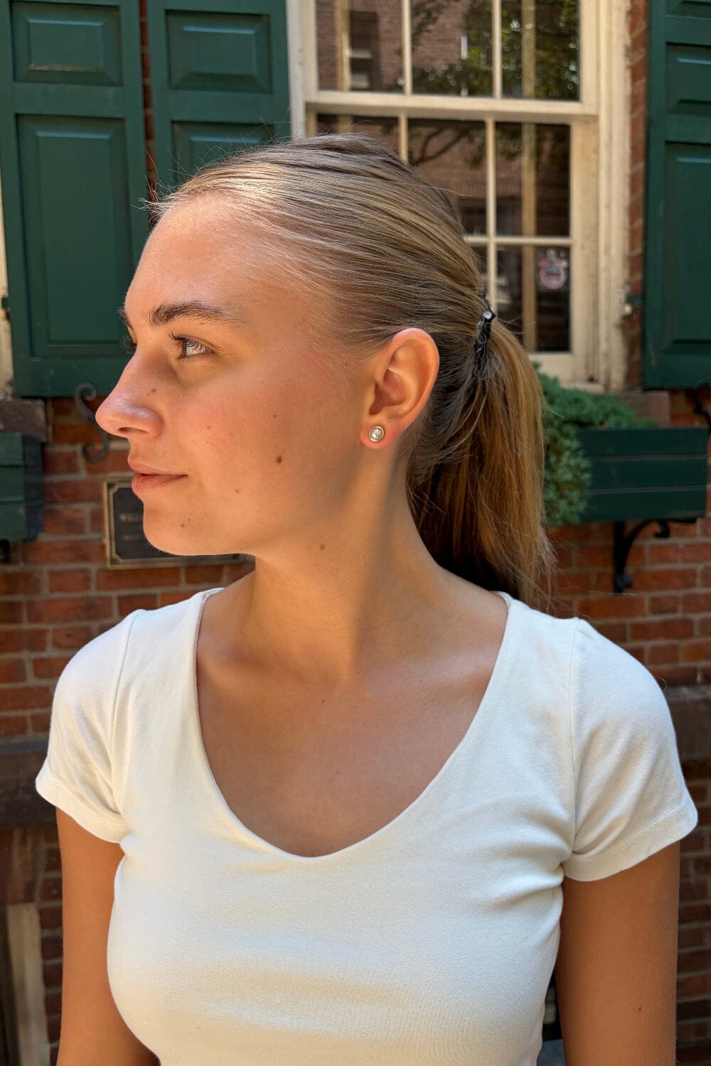 Pearl Stud Earrings | Copper