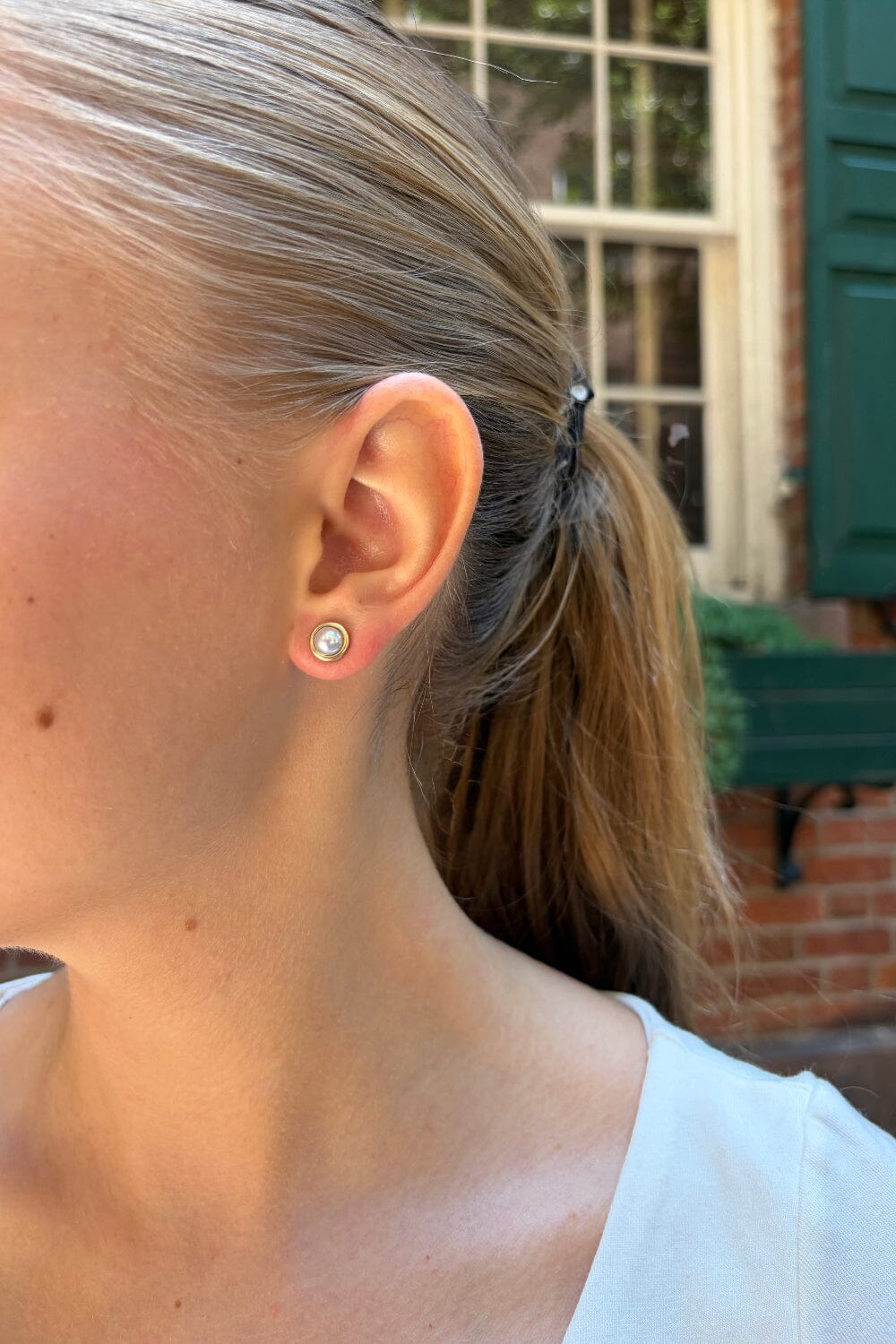 Pearl Stud Earrings | Copper