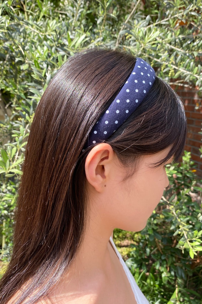 Faded Navy Blue With White Polka Dots