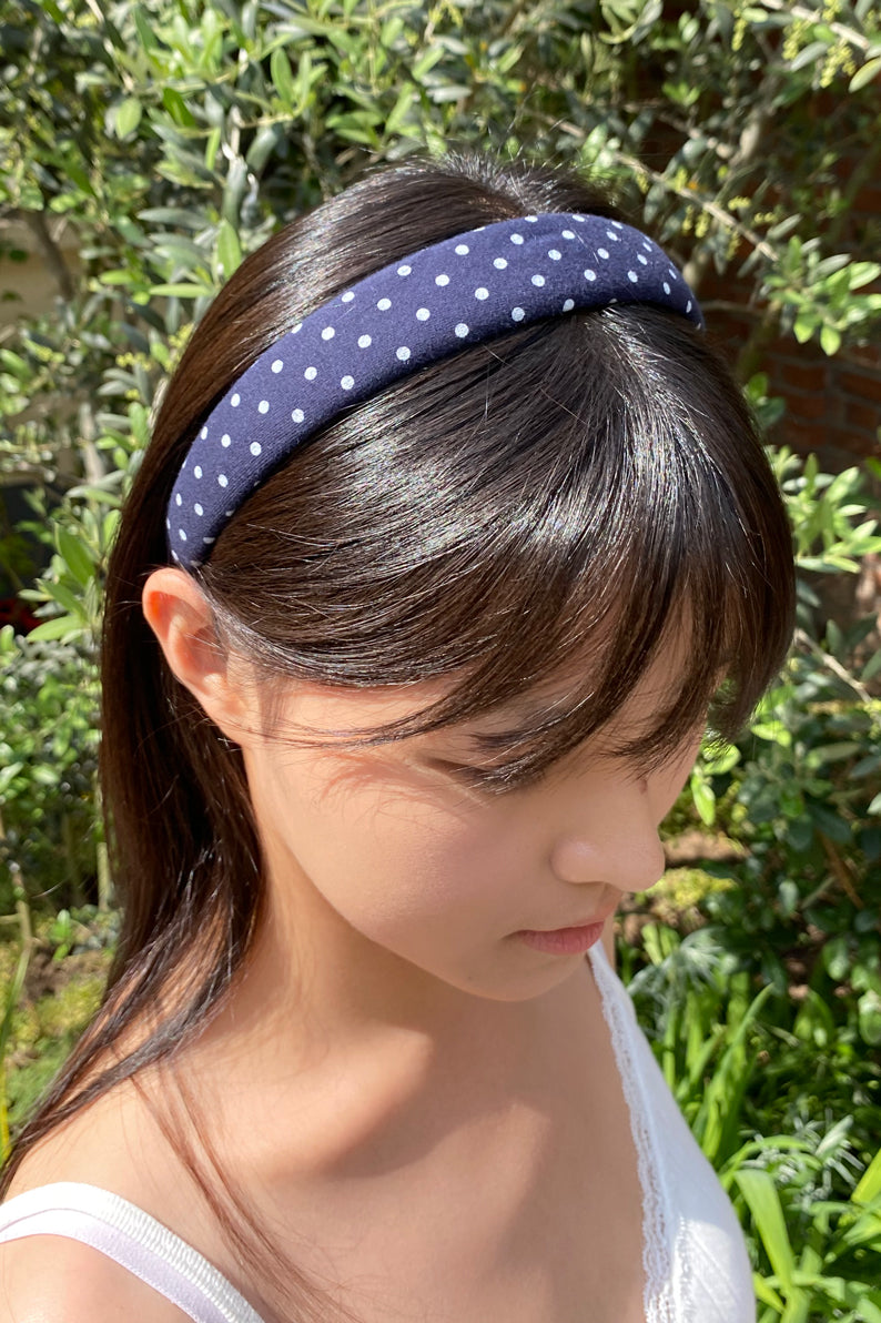 Faded Navy Blue With White Polka Dots