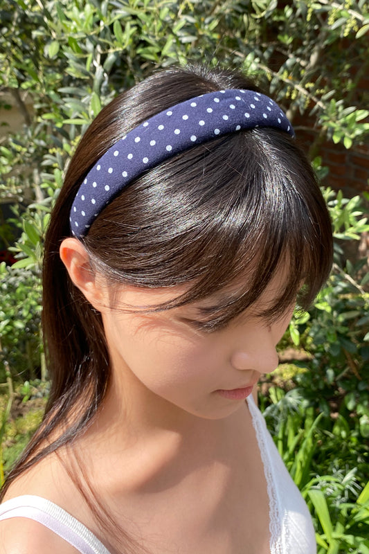 Faded Navy Blue With White Polka Dots