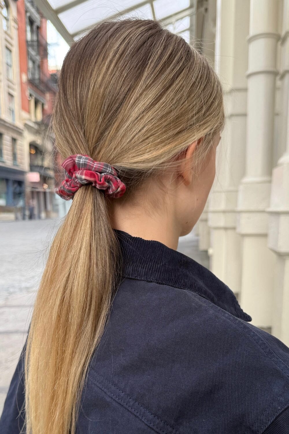 Plaid Scrunchie | Faded Red With Green White Plaid