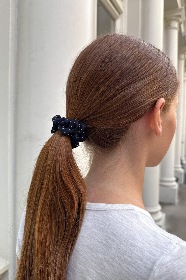 Polka Dots Scrunchie | Navy Blue White Polka Dots