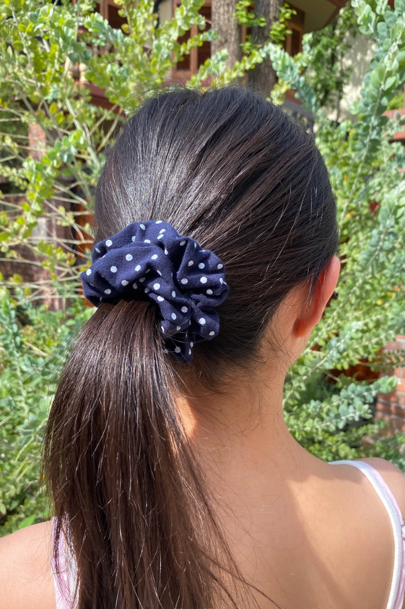 Faded Navy Blue With White Polka Dots