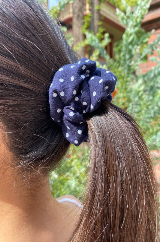 Faded Navy Blue With White Polka Dots