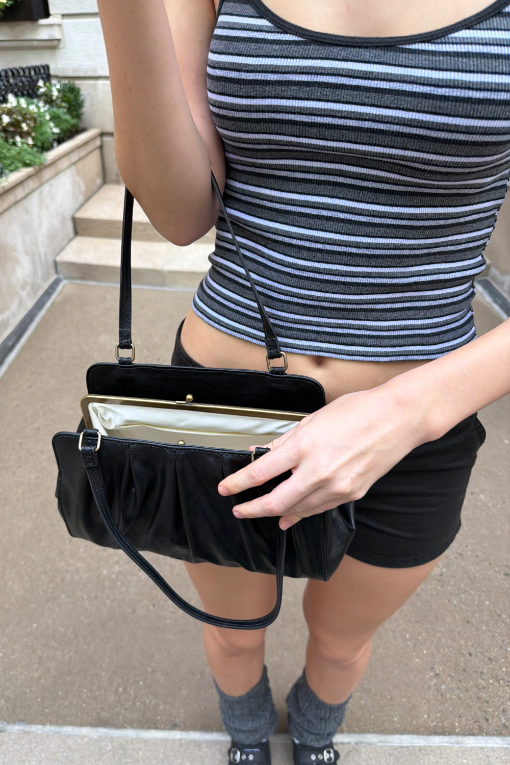 Pleated Shoulder Bag | Black