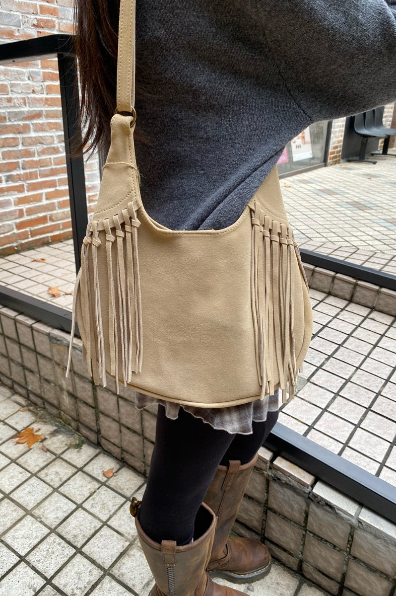 Shoulder Suede Bag | Sand