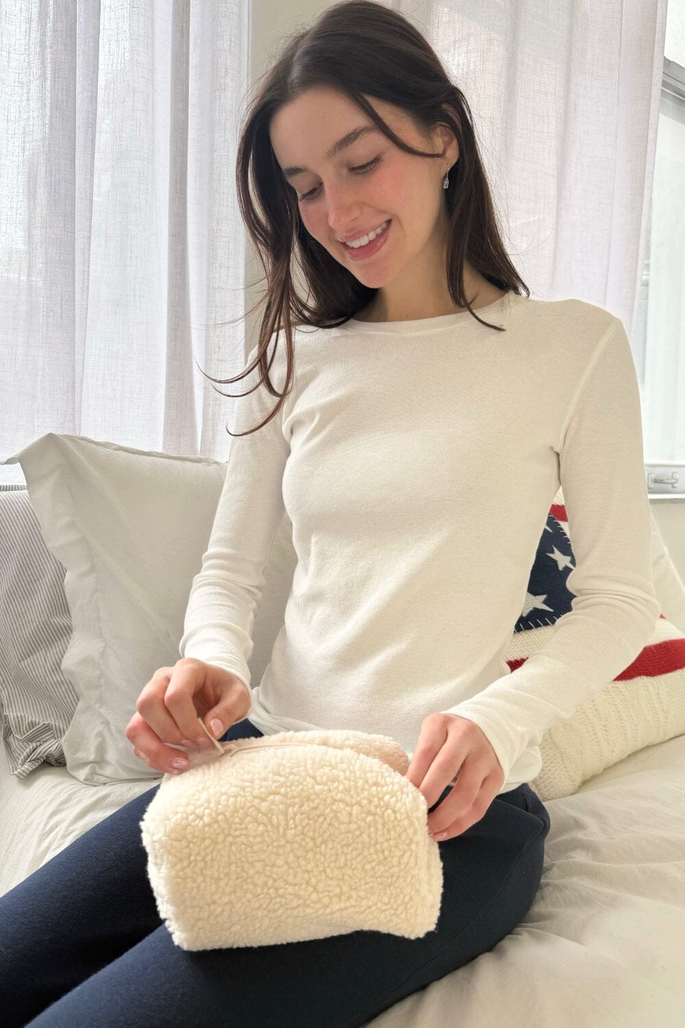 Borg Makeup Bag | Ivory