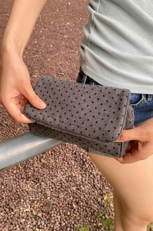 Heather Grey and Black Polka Dots