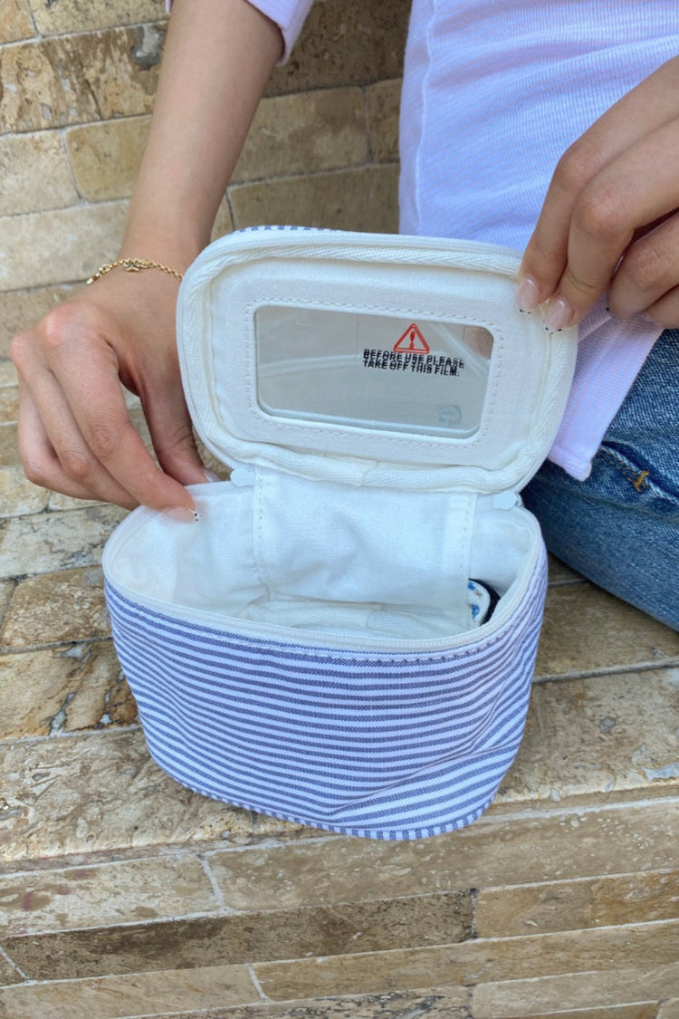 Striped Makeup Bag | Cloudy Blue White Stripes