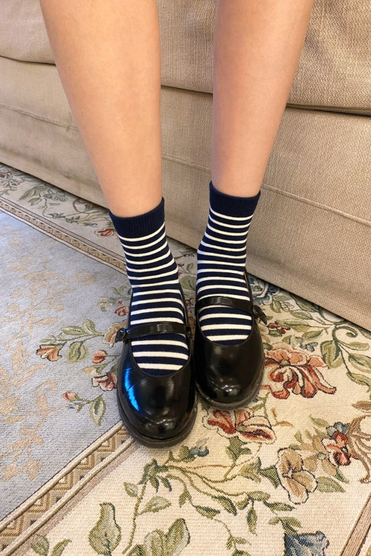 Striped Socks | Navy Blue White Stripes