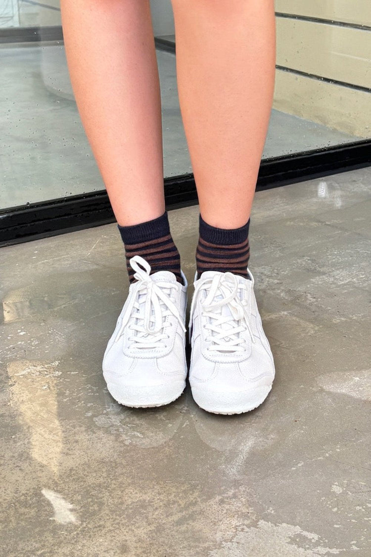 Striped Socks | Brown Navy Blue Stripes