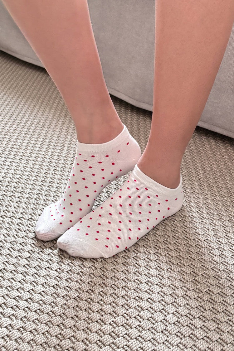 Polka Dots Socks | White Red Polka Dots