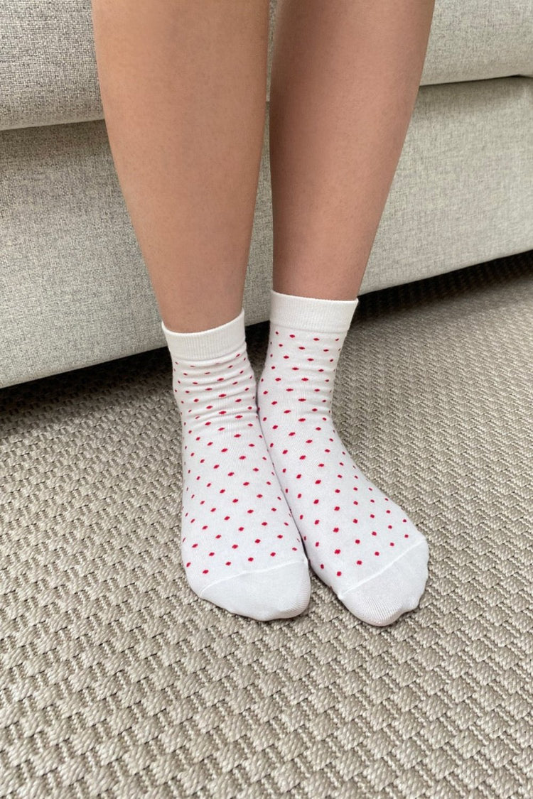 Polka Dots Socks | White Red Polka Dots