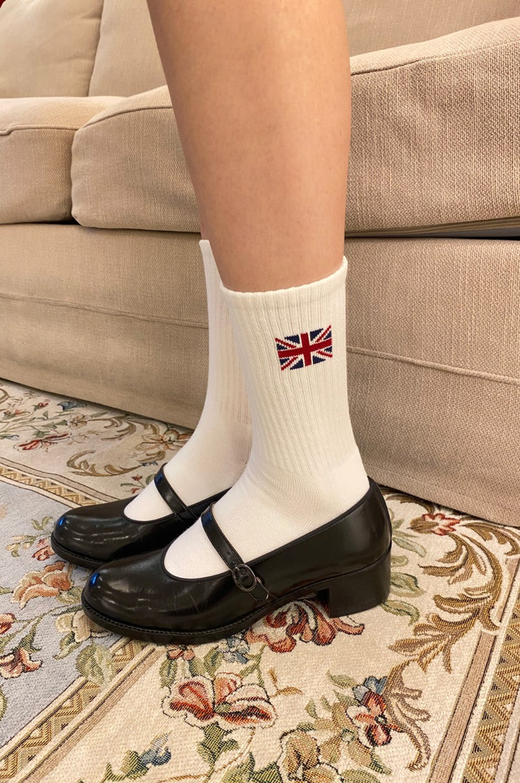 England Flag Crew Socks | White