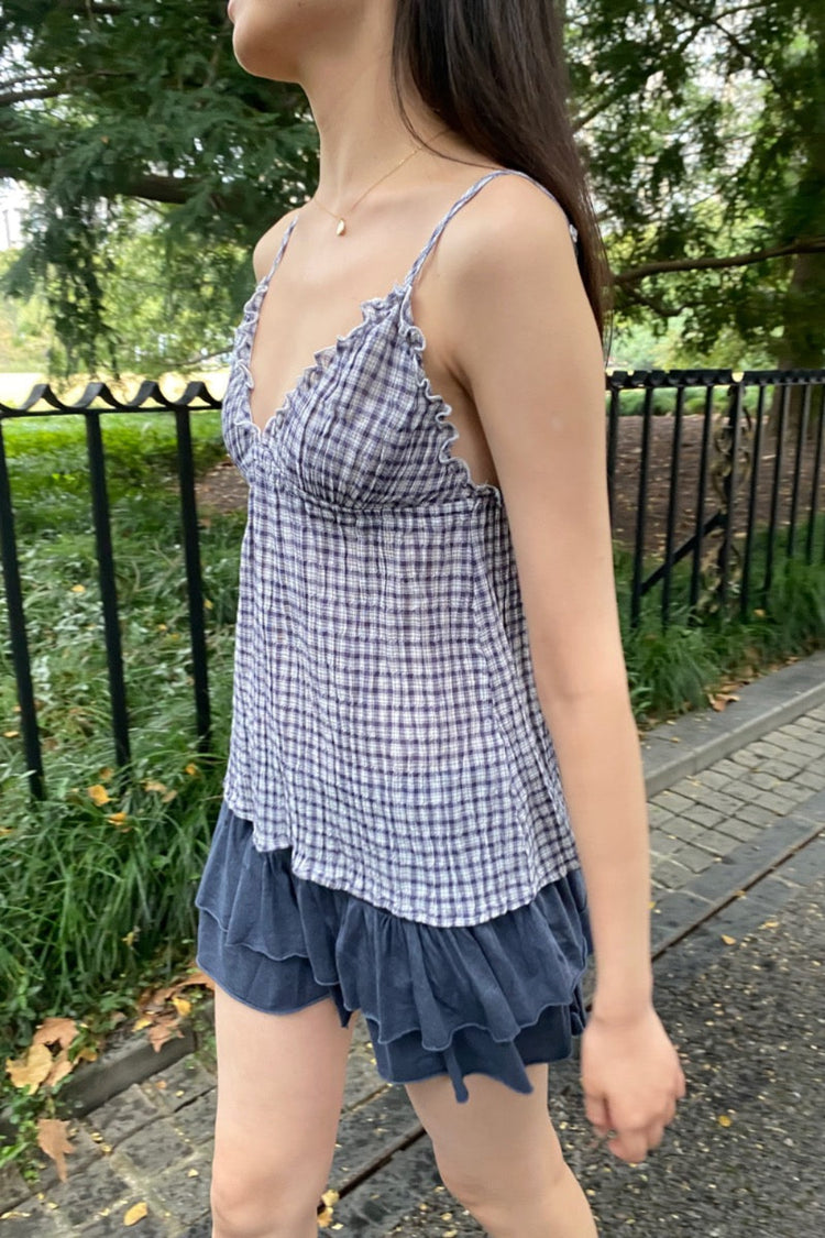 Tiffany Plaid Tank | Faded Navy With White Plaid / XS/S