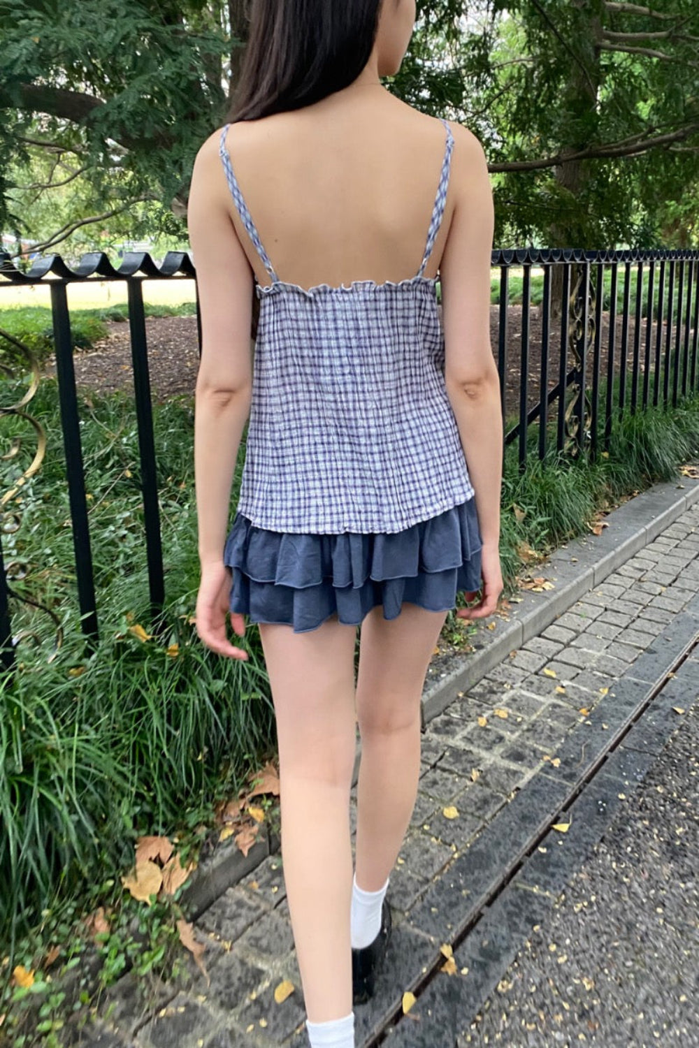 Tiffany Plaid Tank | Faded Navy With White Plaid / XS/S