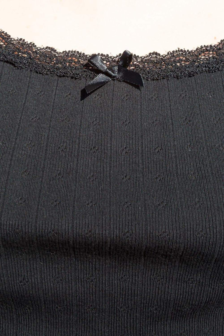 Belle Bow Lace Tank | Black / XS/S