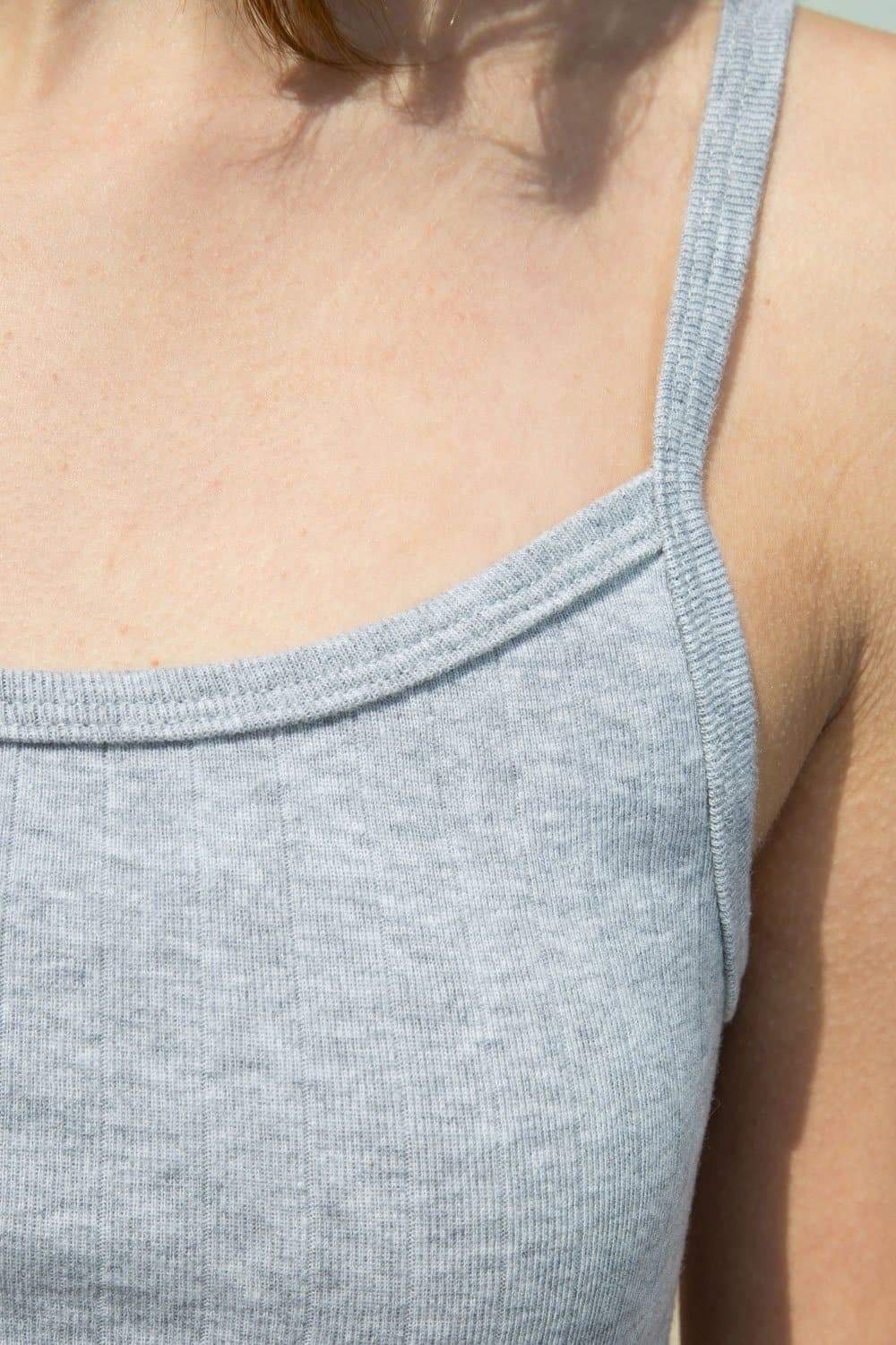 Belle Bow Lace Tank | Heather Grey / XS/S