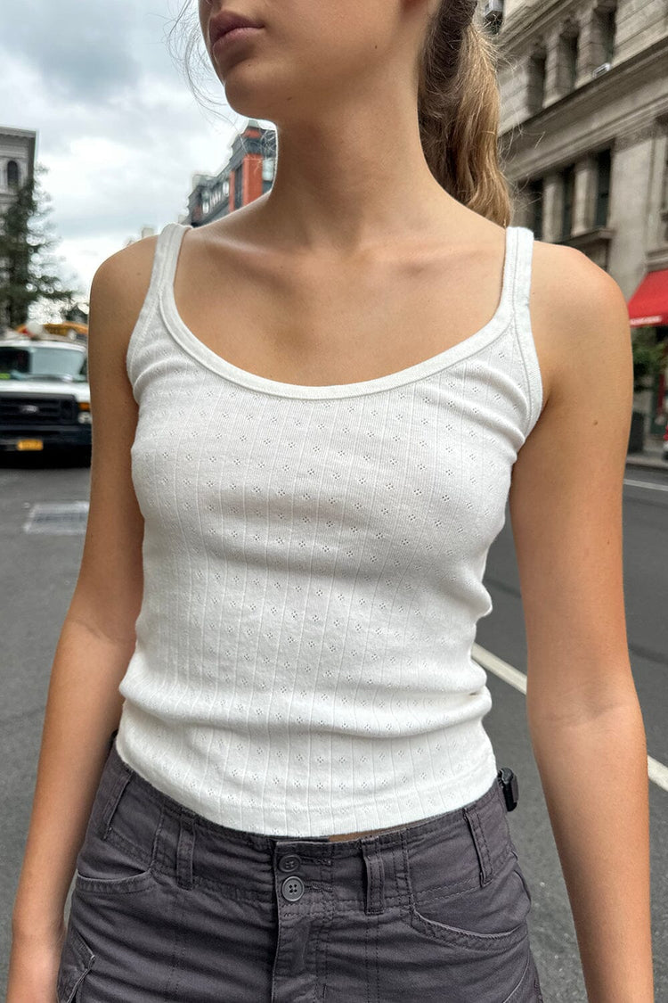 Beyonca Eyelet Tank | Natural White / S