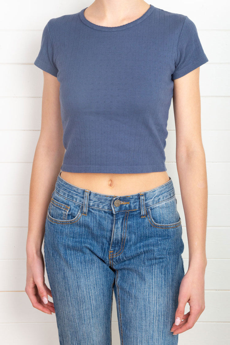 Ashlyn Eyelet Top | Faded Blue / XS/S