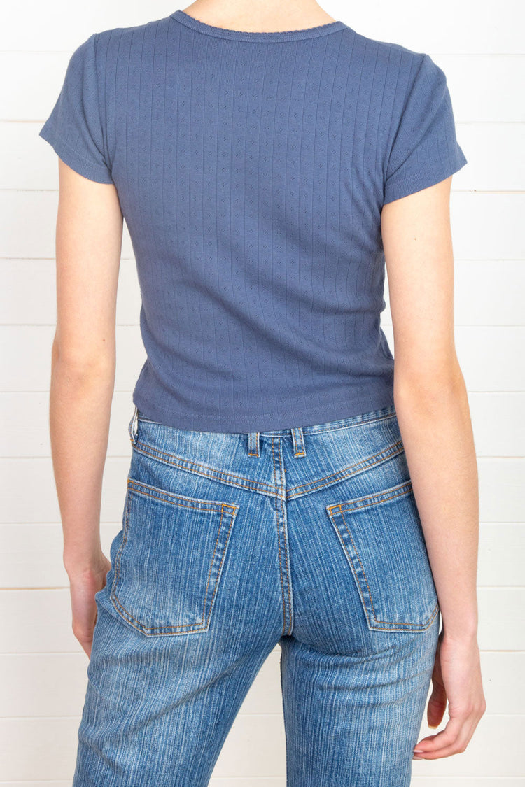 Ashlyn Eyelet Top | Faded Blue / XS/S