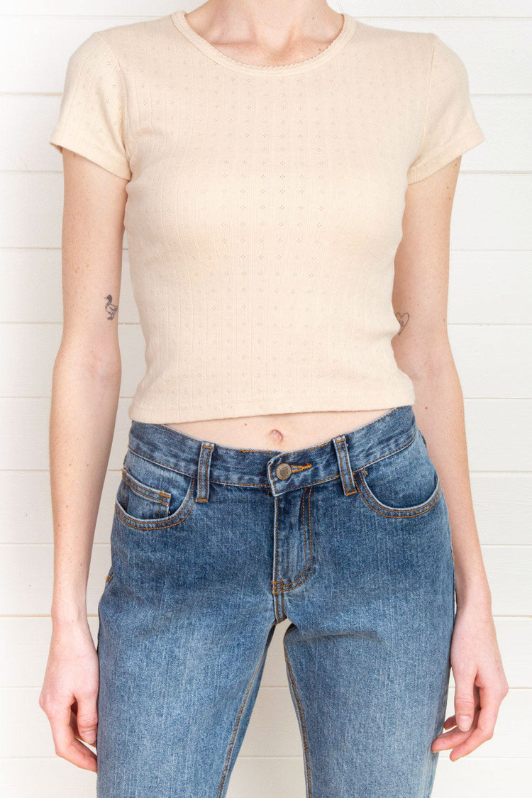 Ashlyn Eyelet Top | Light Tan / XS/S
