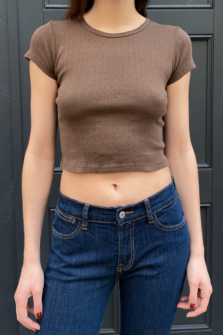 Ashlyn Eyelet Top | Brown / XS/S