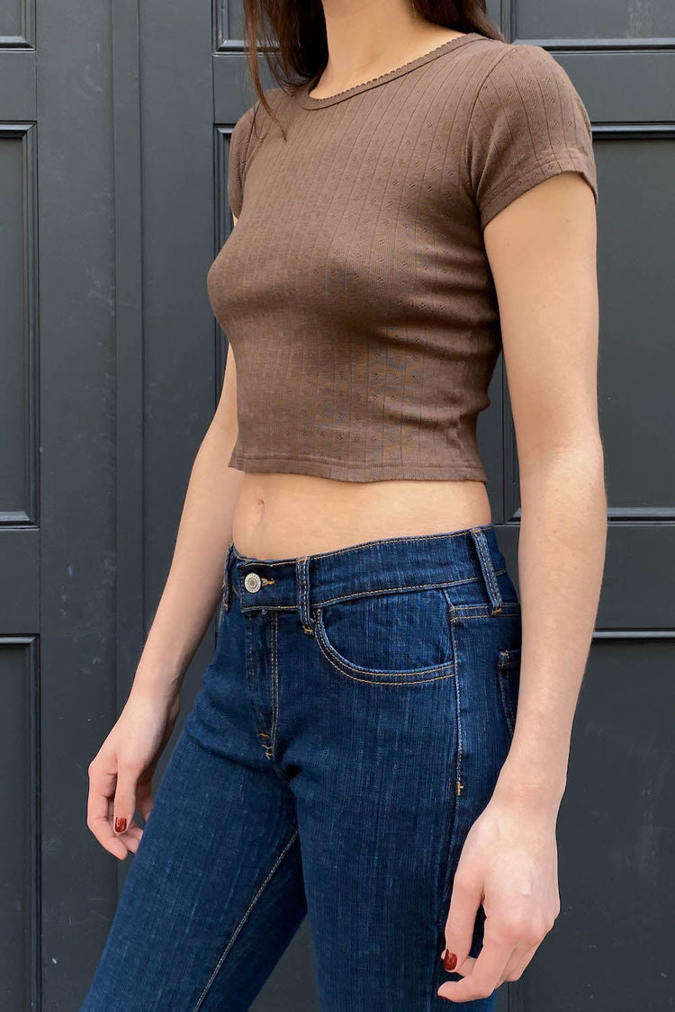Ashlyn Eyelet Top | Brown / XS/S
