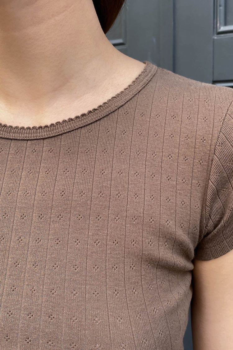 Ashlyn Eyelet Top | Brown / XS/S