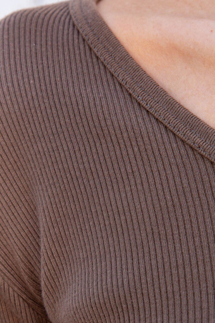 Josephine Ribbed Top | Brown / XS/S