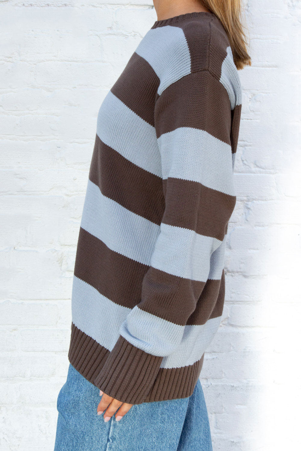 Brown and Light Blue Thick Stripes / Oversized Fit