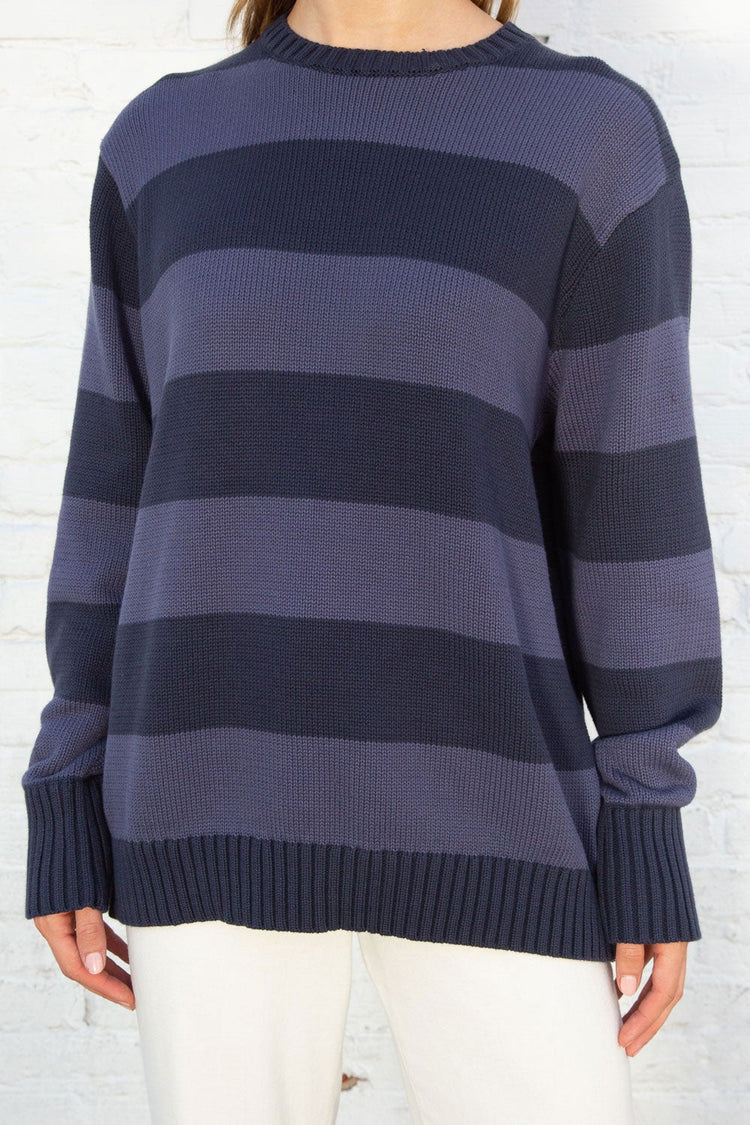 Midnight Blue And Faded Blue Stripes / Oversized Fit