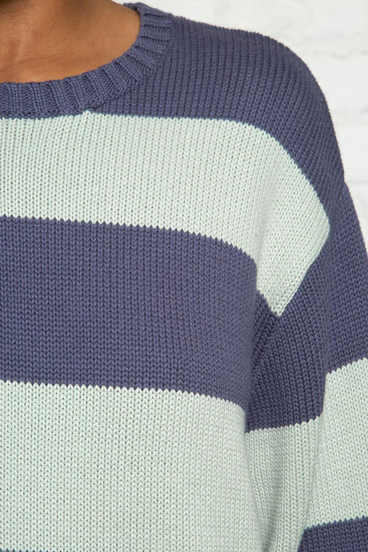Sage Green Blue Stripes / Oversized Fit